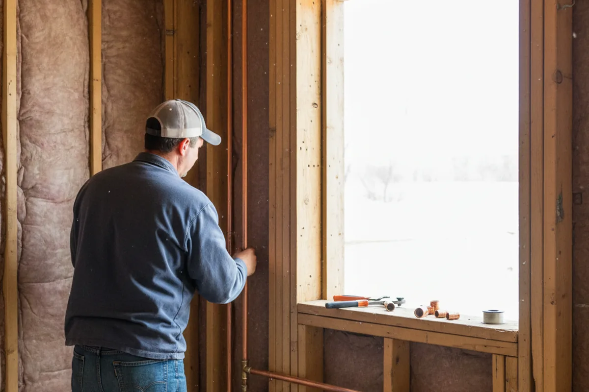 Licensed plumber running new copper supply lines in a Pflugerville home
