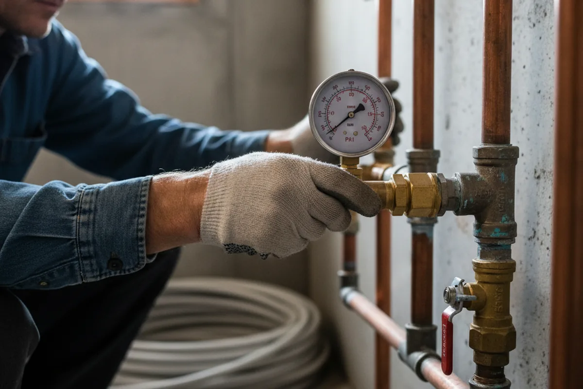 Pressure testing a repaired line during Water Line Repair in Pflugerville